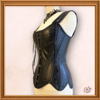 Overbust Black Leather Outwear Corset with Straps