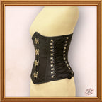 Women Underbust Black Cotton Steampunk Bustier Corset