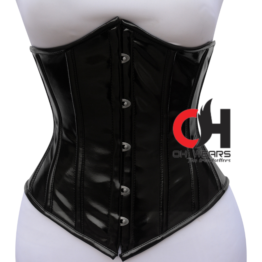 Black PVC Underbust Steel Boned Corset Waist Trainer