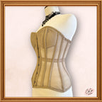 Women Beige Cotton Mesh Overbust Corset