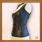 Overbust Black Leather Buckle Outwear Corset with Straps