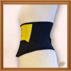 Women Black/Yellow Cotton Underbust Corset Steel Boned Waist Cincher