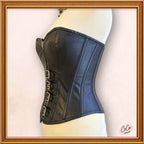 Black Leather Overbust Buckle Zip Up Outwear Fashion Corset