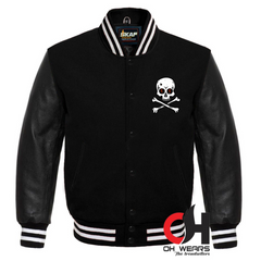 Custom Halloween Pumpkin/Skull Black Varsity Jacket