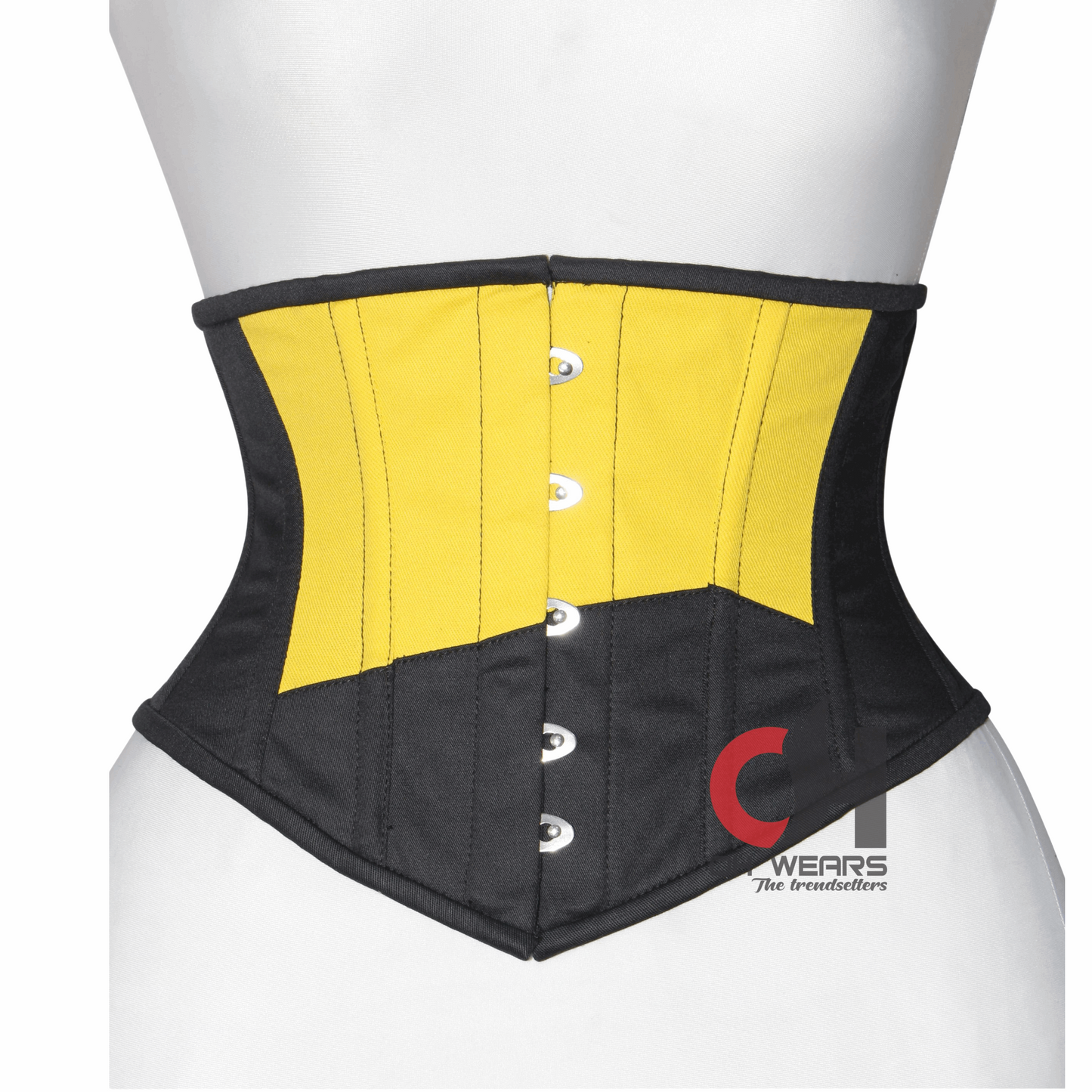 Smart Women Black Yellow Cotton Underbust Steel Boned Waist Shaper Cincher Corset OH-01BYC