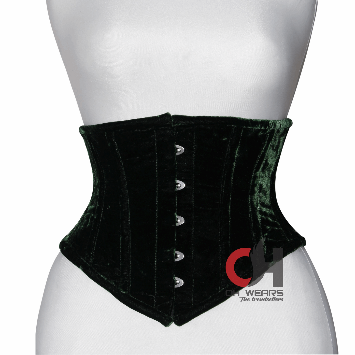 Hot Women Green Velvet Underbust Corsets Steel Boned Truly Waist Trainer Corsets OH-01GV