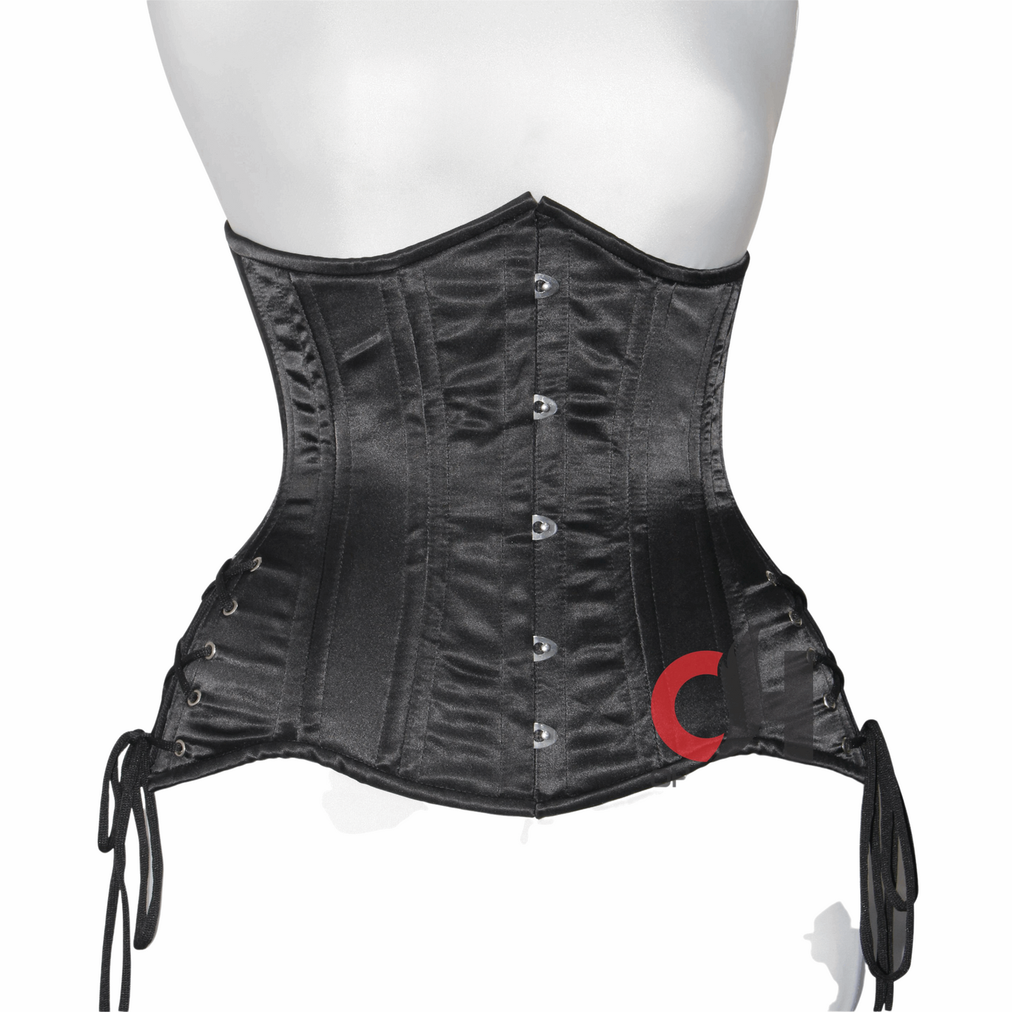 Queen Women Satin Underbust corsets Double Steel Boned Waist Trainer Black Satin Corset OH-04BS Unterbrust Corsage Schwarz Baumwolle Korsett