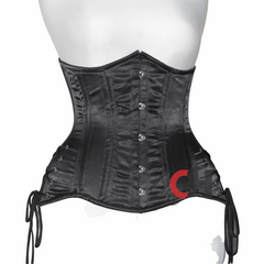 Queen Women Satin Underbust corsets Double Steel Boned Waist Trainer Black Satin Corset OH-04BS Unterbrust Corsage Schwarz Baumwolle Korsett