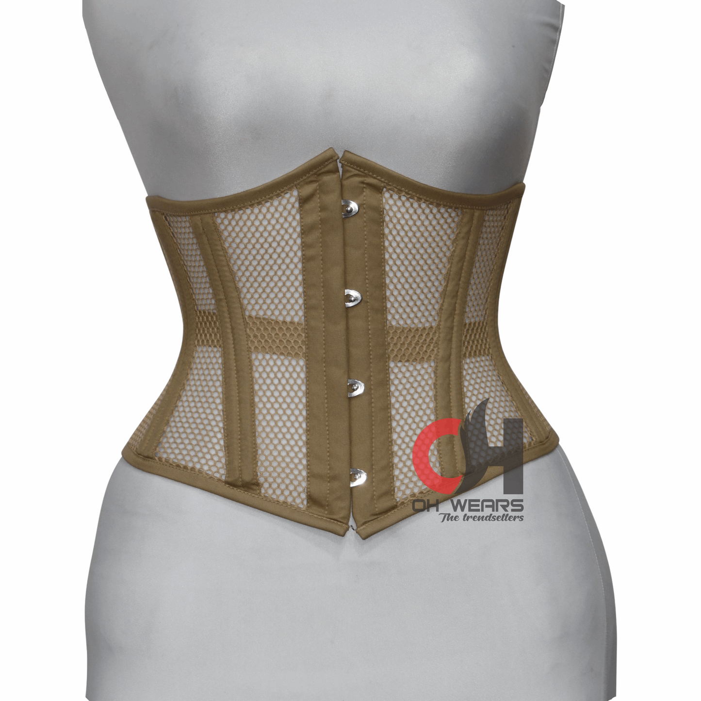 Hot Women beige Mesh Underbust Corset Steel Boned Corset Waist Training Hourglass Shape Corset OH-46BC