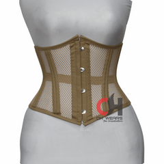 Hot Women beige Mesh Underbust Corset Steel Boned Corset Waist Training Hourglass Shape Corset OH-46BC