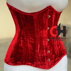 Red Velvet Underbust Corset Steel Boned