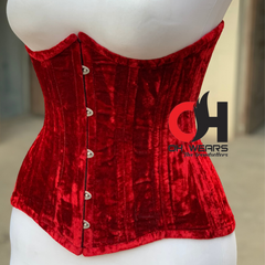 Red Velvet Underbust Corset Steel Boned