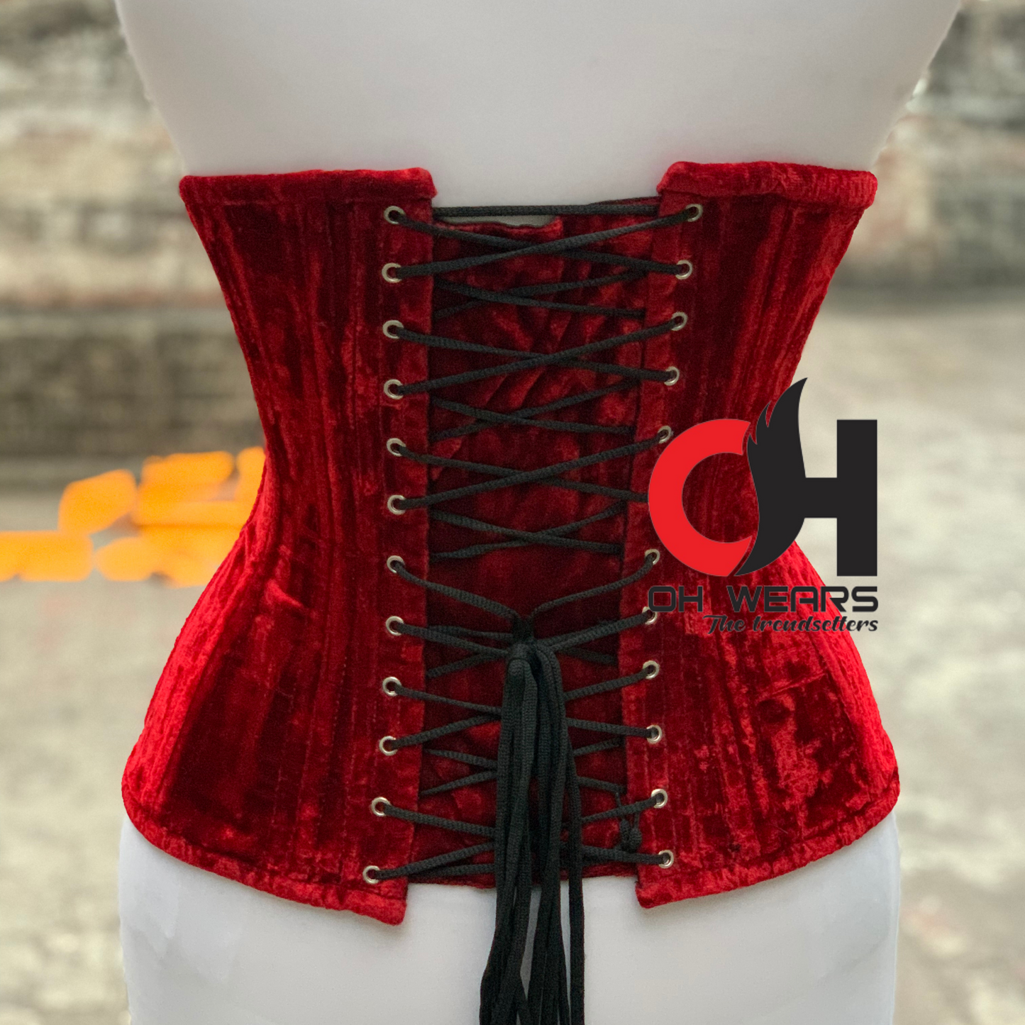 Red Velvet Underbust Corset Steel Boned