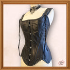 Overbust Black Leather Outwear Corset with Straps
