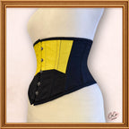 Women Black/Yellow Cotton Underbust Corset Steel Boned Waist Cincher
