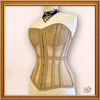 Women Beige Cotton Mesh Overbust Corset