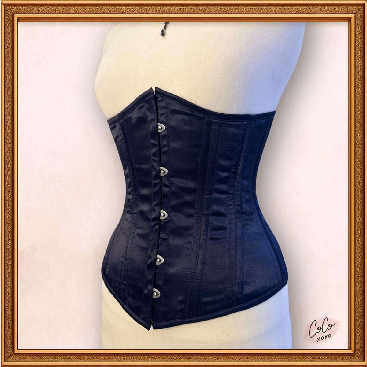 Black Satin Underbust Steampunk Bustier Corset
