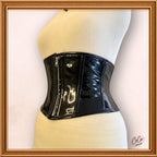 Gothic Shiny Black PVC Underbust Zip Up Latex Mini Corset
