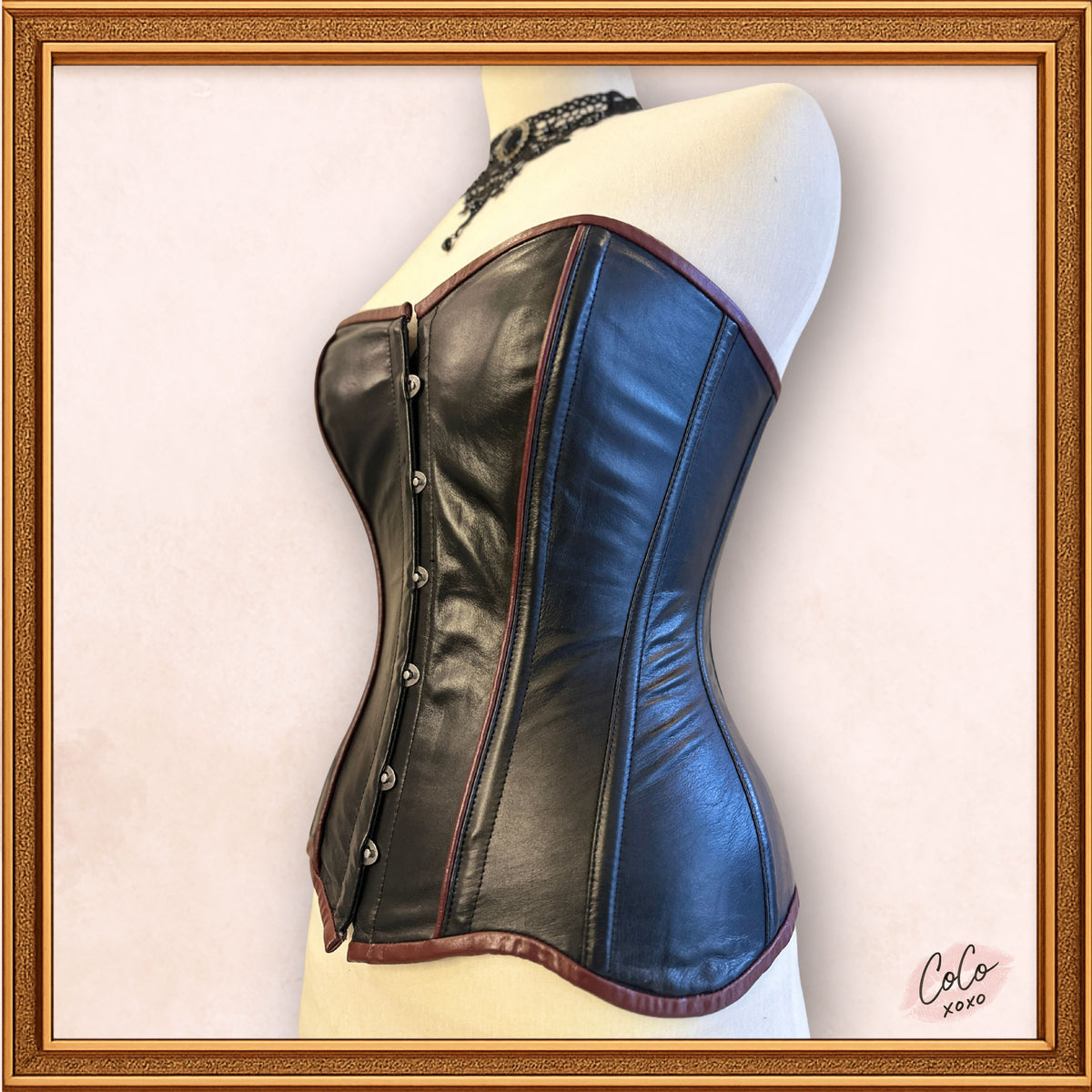 Steampunk Black/Brown Leather Overbust Corset Outwear Fashion