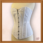 Women White Cotton Overbust Corset Steel Boned Waist Cincher