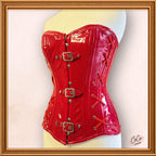 Overbust Shiny Red PVC Buckle Outwear Fashion Corset