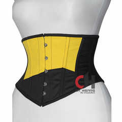 Smart Women Black Yellow Cotton Underbust Steel Boned Waist Shaper Cincher Corset OH-01BYC