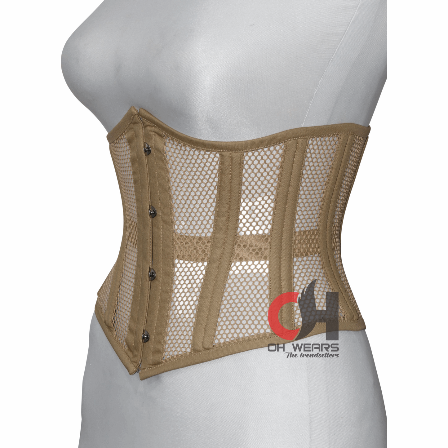 Hot Women beige Mesh Underbust Corset Steel Boned Corset Waist Training Hourglass Shape Corset OH-46BC