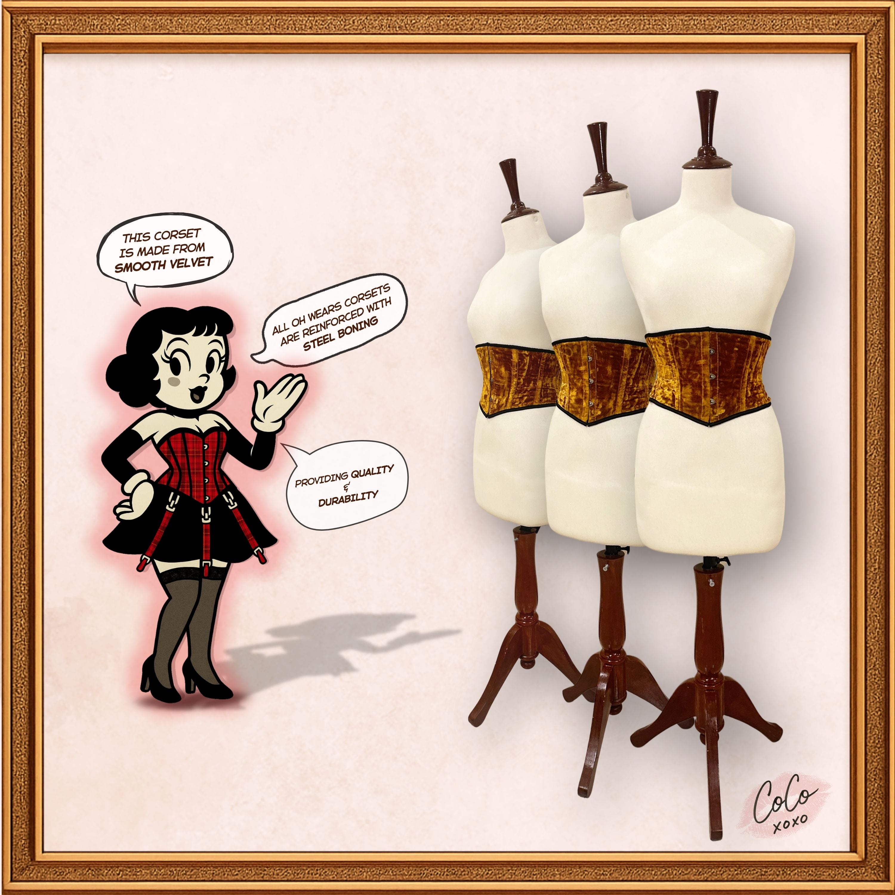 Women Cozy Brown Underbust Velvet Corset