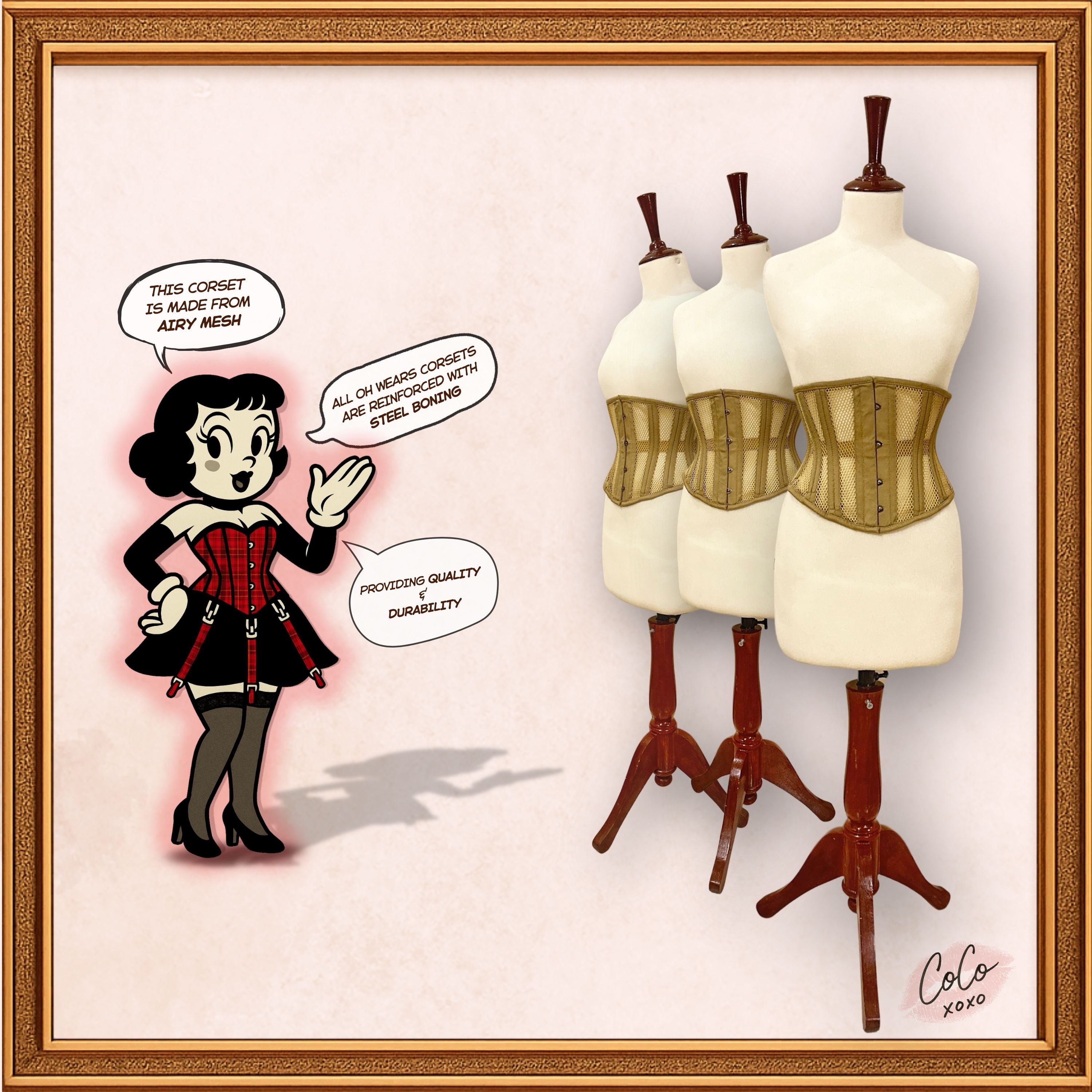 Women Beige Cotton Mesh Underbust Corset