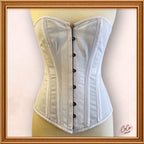 Women White Cotton Overbust Corset Steel Boned Waist Cincher