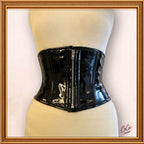 Gothic Shiny Black PVC Underbust Zip Up Latex Mini Corset