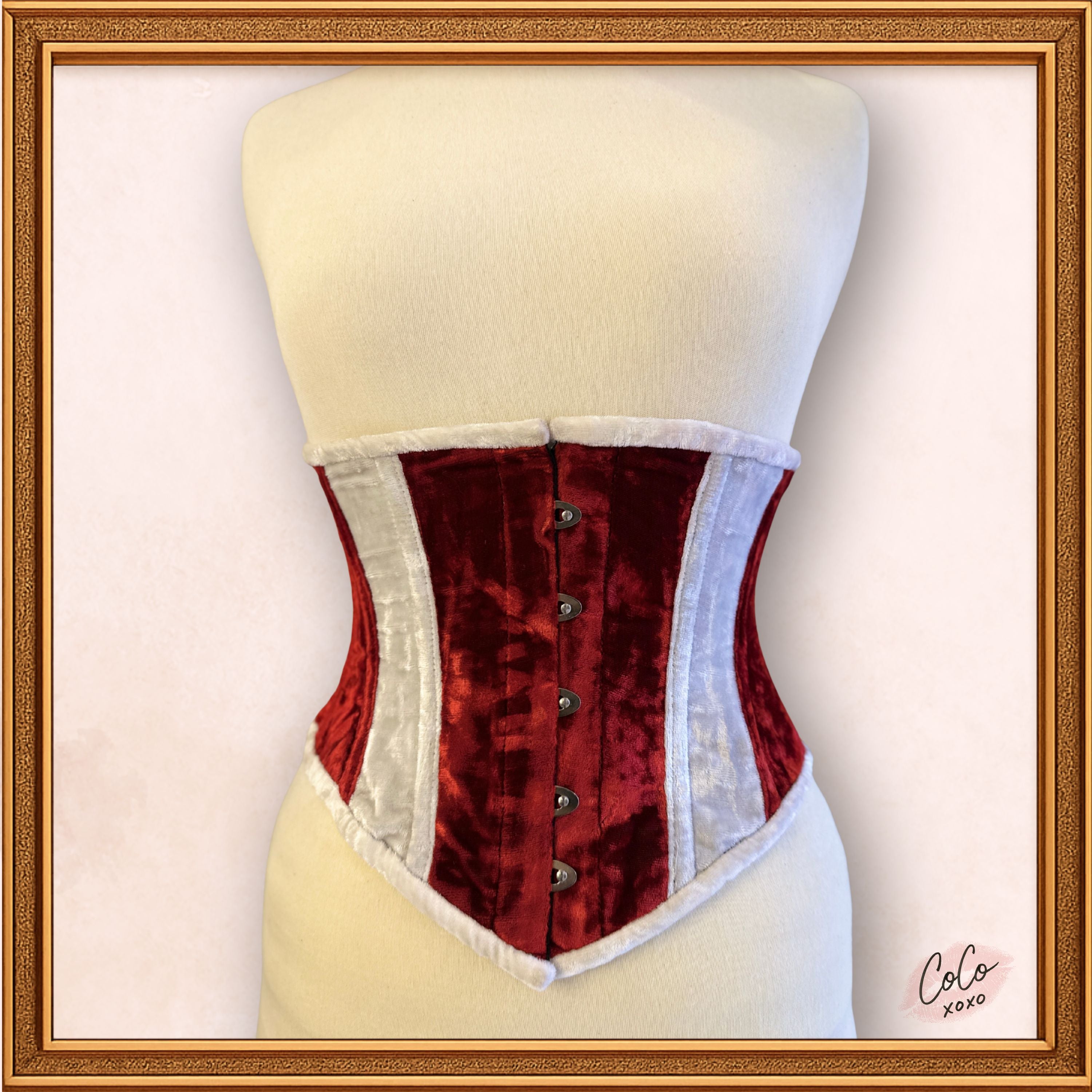 Christmas Special Red/White Underbust Velvet Waspie Corset