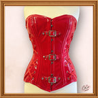 Overbust Shiny Red PVC Buckle Outwear Fashion Corset