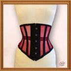 Black/Red Cotton Mesh Midbust/Waspie Corset