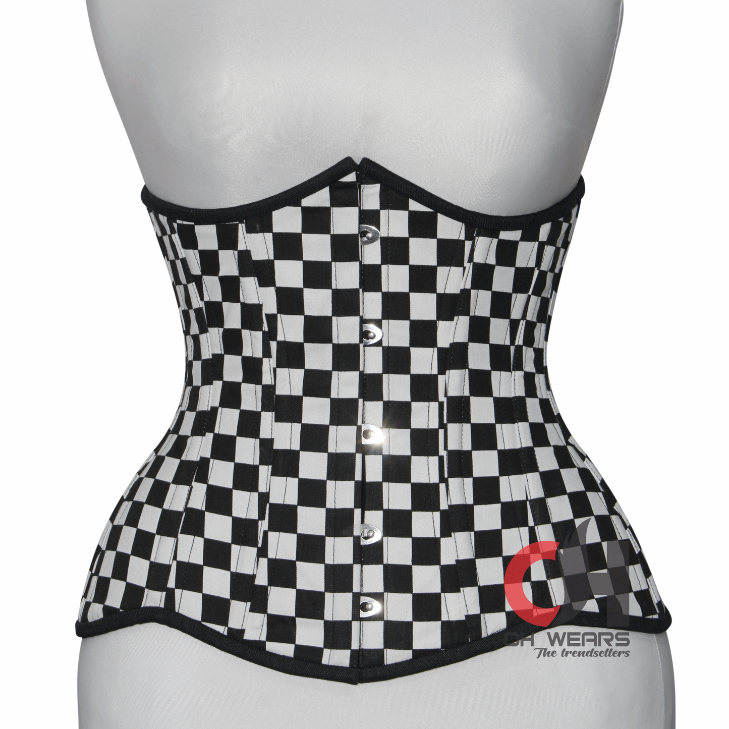 Pretty Women Underbust Corset, Black & White Cotton Waist Training Corsets, Steel Boned Corset OH-525