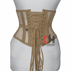 Hot Women beige Mesh Underbust Corset Steel Boned Corset Waist Training Hourglass Shape Corset OH-46BC