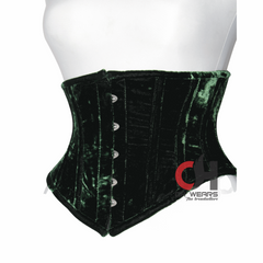 Hot Women Green Velvet Underbust Corsets Steel Boned Truly Waist Trainer Corsets OH-01GV