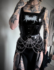 Black PVC Underbust Corset Steel Boned Waist Cincher Fashion Hourglass Corset