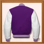 Purple Wool Genuine White Leather Sleeves Varsity Jacket (Copy)
