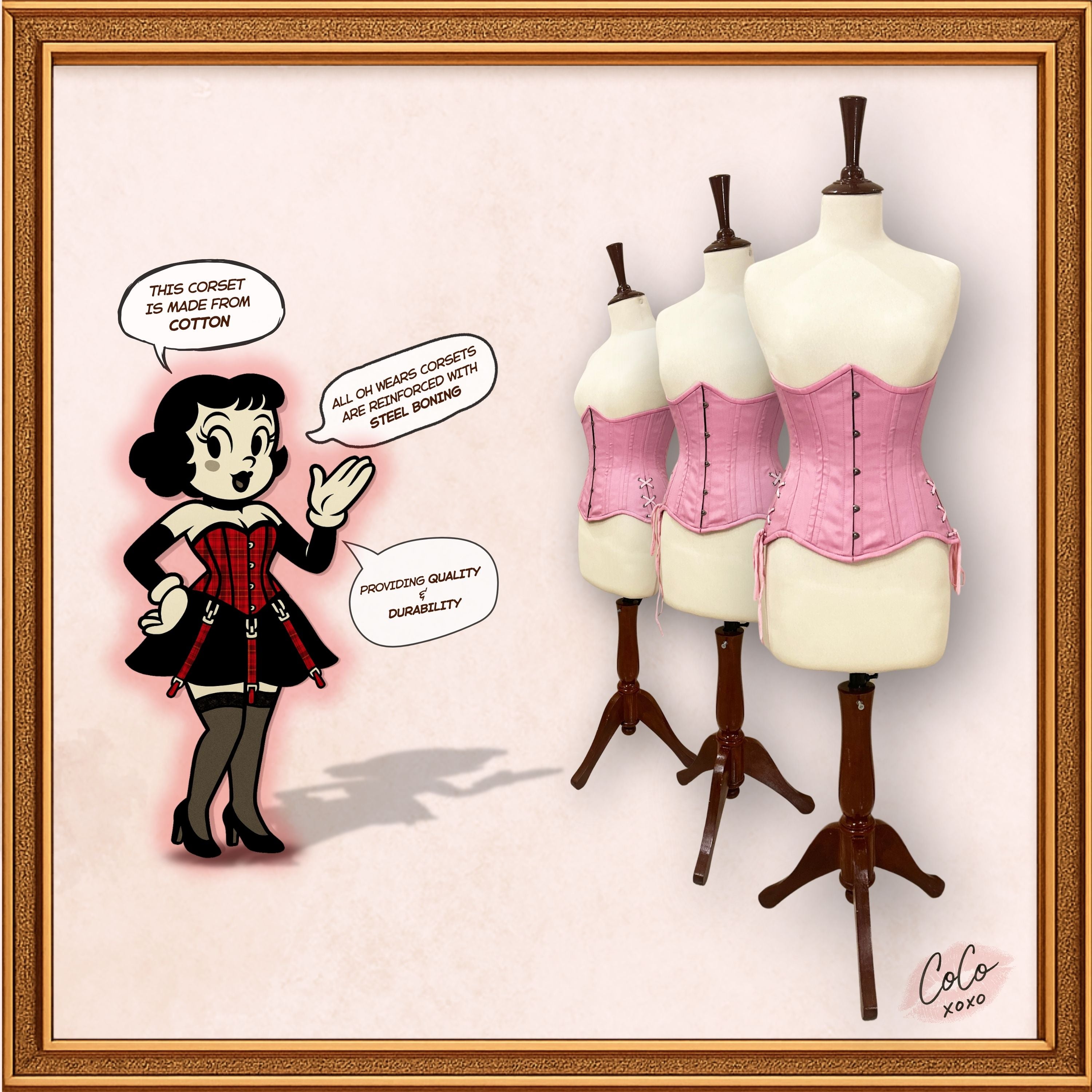 Pink Underbust Cotton Corset
