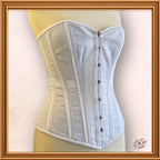 Women White Cotton Overbust Corset Steel Boned Waist Cincher