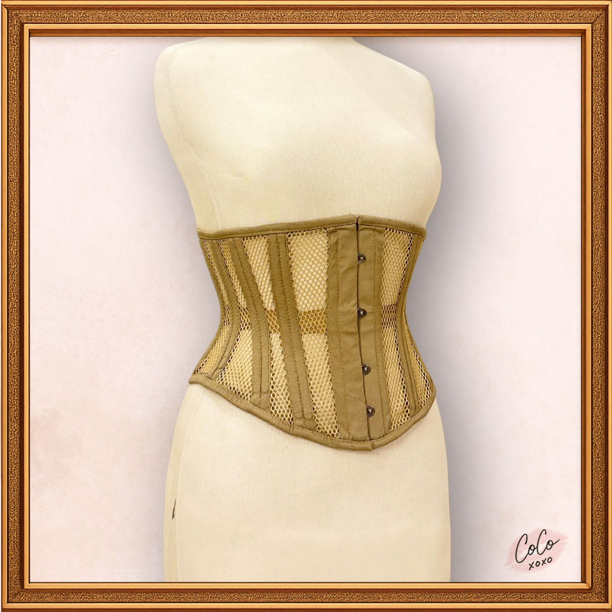 Women Beige Cotton Mesh Underbust Corset