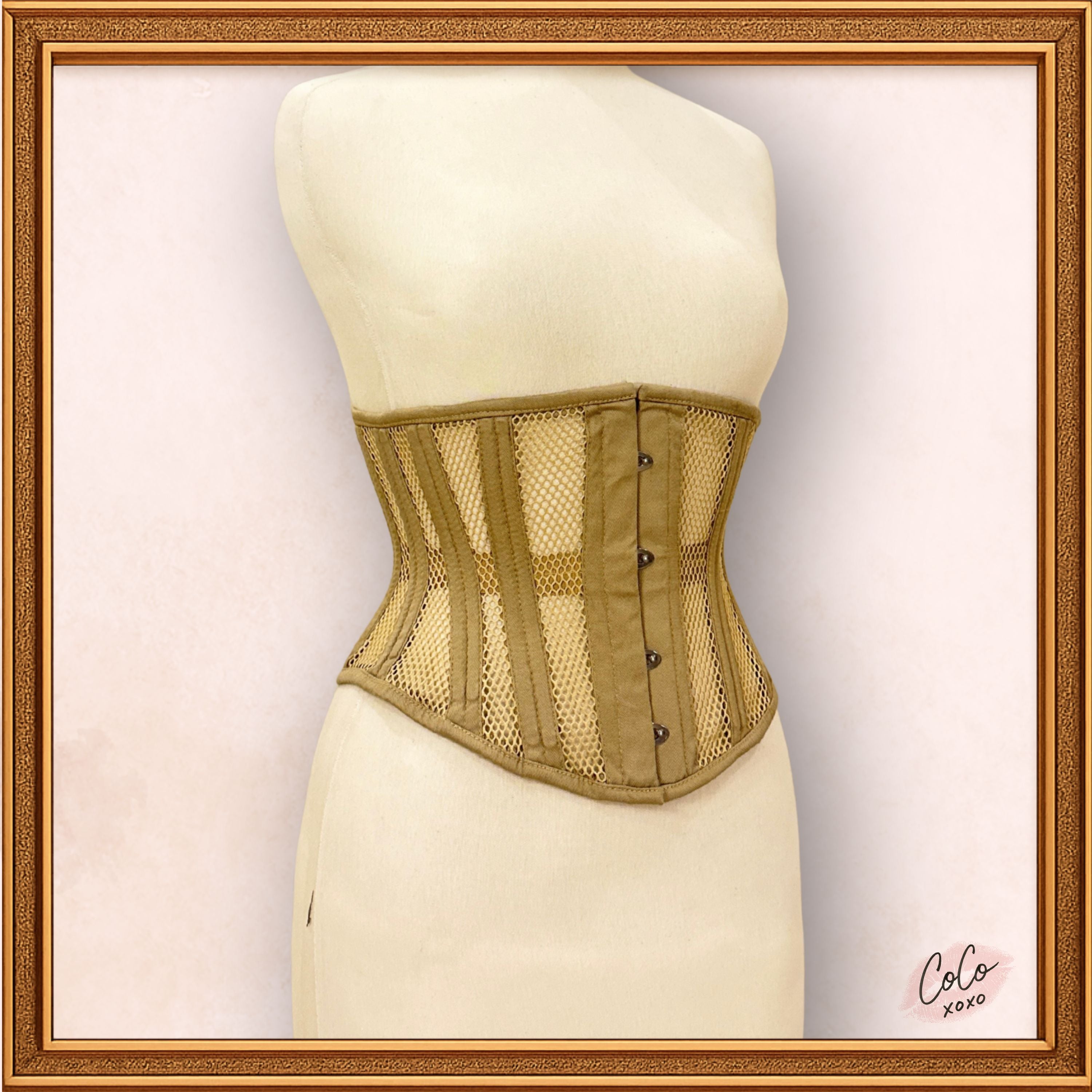 Women Beige Cotton Mesh Underbust Corset