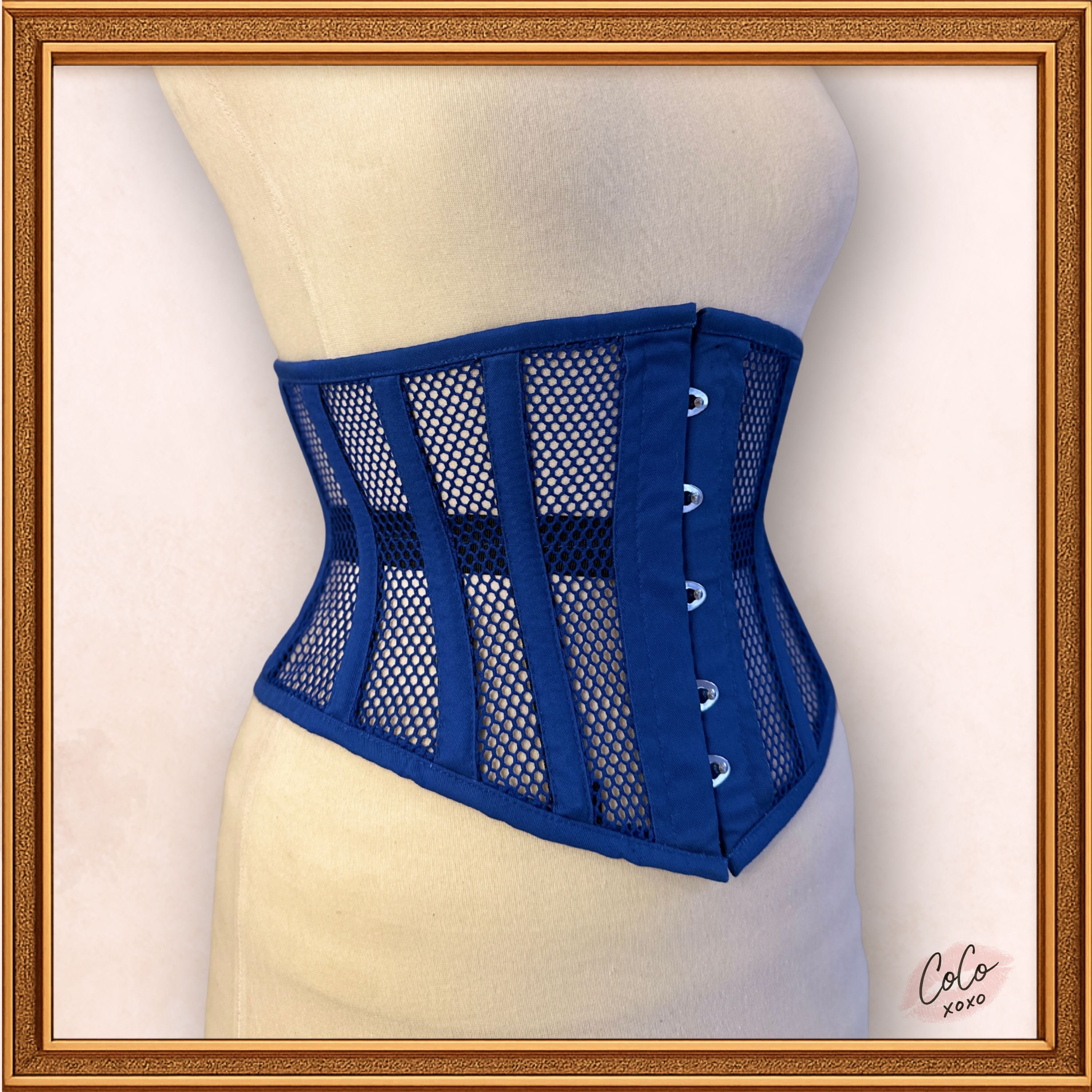 Blue Mesh Midbust/Waspie Corset