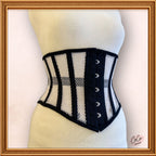 Black/White Cotton Mesh Midbust/Waspie Cotton Corset