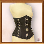 Women Underbust Black Cotton Steampunk Bustier Corset