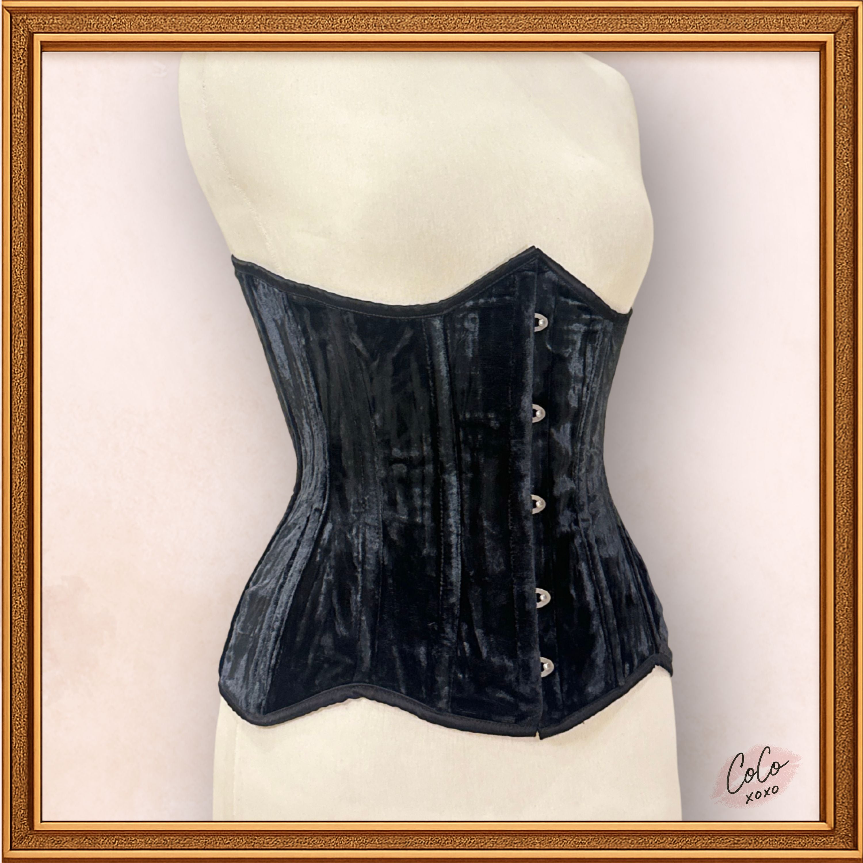 Classy Black Underbust Velvet Corset
