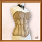 Women Beige Cotton Mesh Overbust Corset