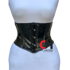 Black PVC Underbust Corset Steel Boned Waist Cincher Fashion Corset