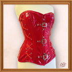 Overbust Shiny Red PVC Buckle Outwear Fashion Corset